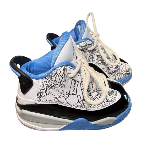 Jordan Other - Kids Jordan 11 Retro TD DV1358 114 White Black Blue Cartoon Print Crib Shoes‎ 5C